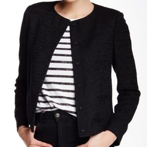 Vince Textured Crew Neck Button Down Jacket